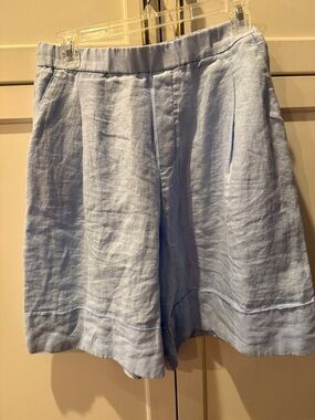 United Colors of Benetton Light Blue Women's Linen Blend Shorts